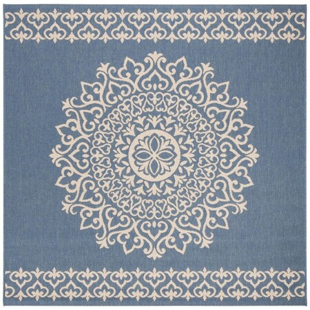 Safavieh 4 x 4 ft. Beach House Power Loomed Square Area Rug Cream & Blue BHS183N-4SQ